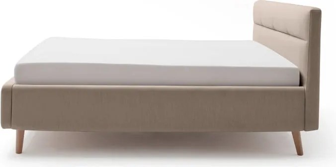 Бежово двойно легло 160x200 cm тапицирано с място за съхранение с включена подматрачна рамка Lotte – Meise Möbel