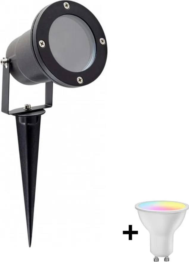 LED RGBW димируема външна лампа BLAKE 1xGU10/6W/230V IP65 + дистанционно управление