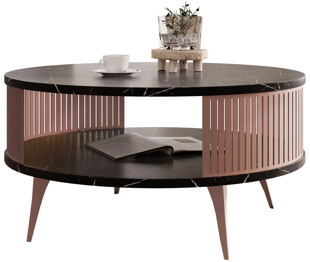 Холна маса Roenni Ember-Черен мрамор - Мед