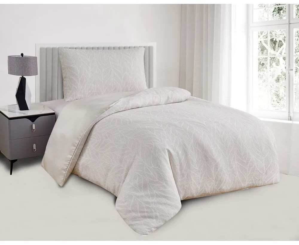 Бежово единично спално бельо от жакард 140x200 cm Florida – My House