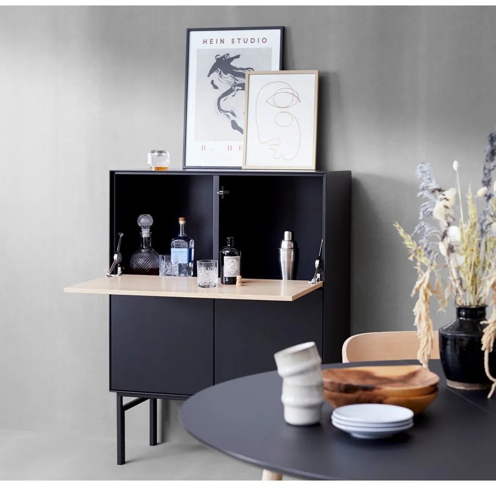 Черен шкаф за вино в дъб 91x111 cm Edge - Hammel Furniture