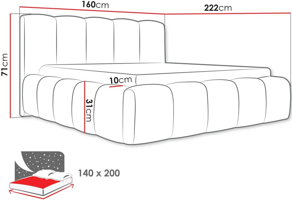 Тапицирано легло Kevson-Розов-140 x 200