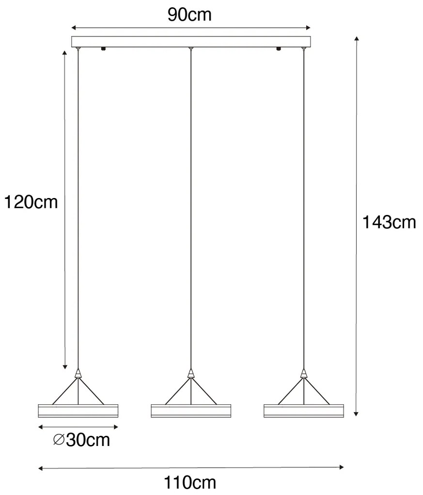 Висяща лампа месинг овална с LED 3-степенна димираща 3-светлина - Lyani