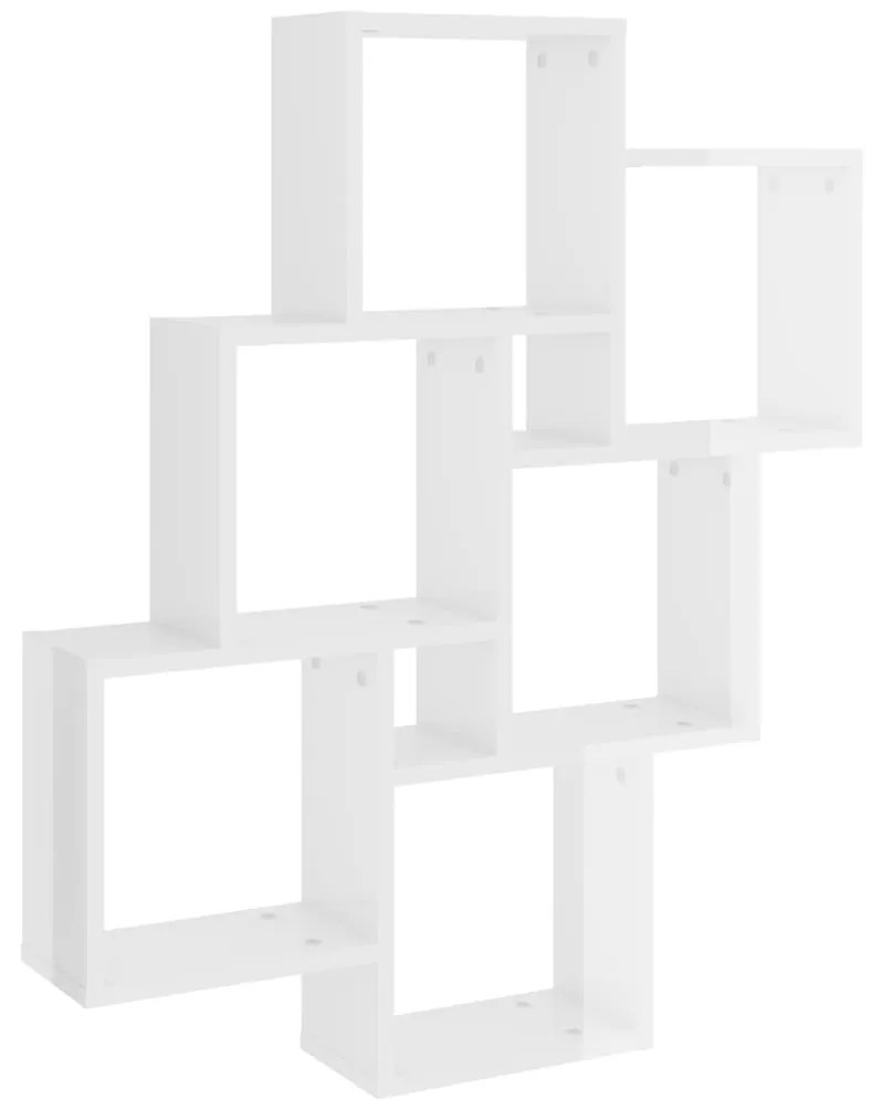 807175 vidaXL Стенен кубичен рафт, бял гланц, 78x15x93 см, инженерно дърво