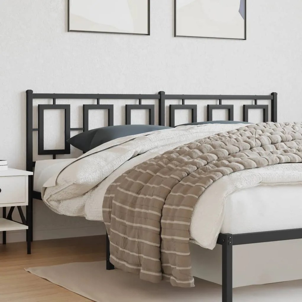 374277 vidaXL Метална резервна табла за легло, черна, 180 см