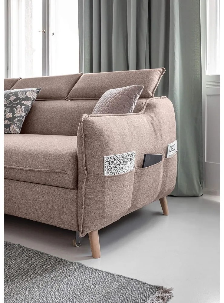 Бежов ъглов разтегателен диван ляв ъгъл, Sweet Harmony - Miuform