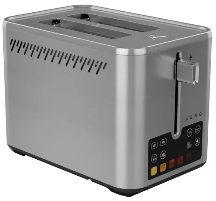 Тостер за хляб AENO ATS0004, 1600W, 2 филии, 6 степени, 3 функции, Подвижна тава за трохи, Инокс