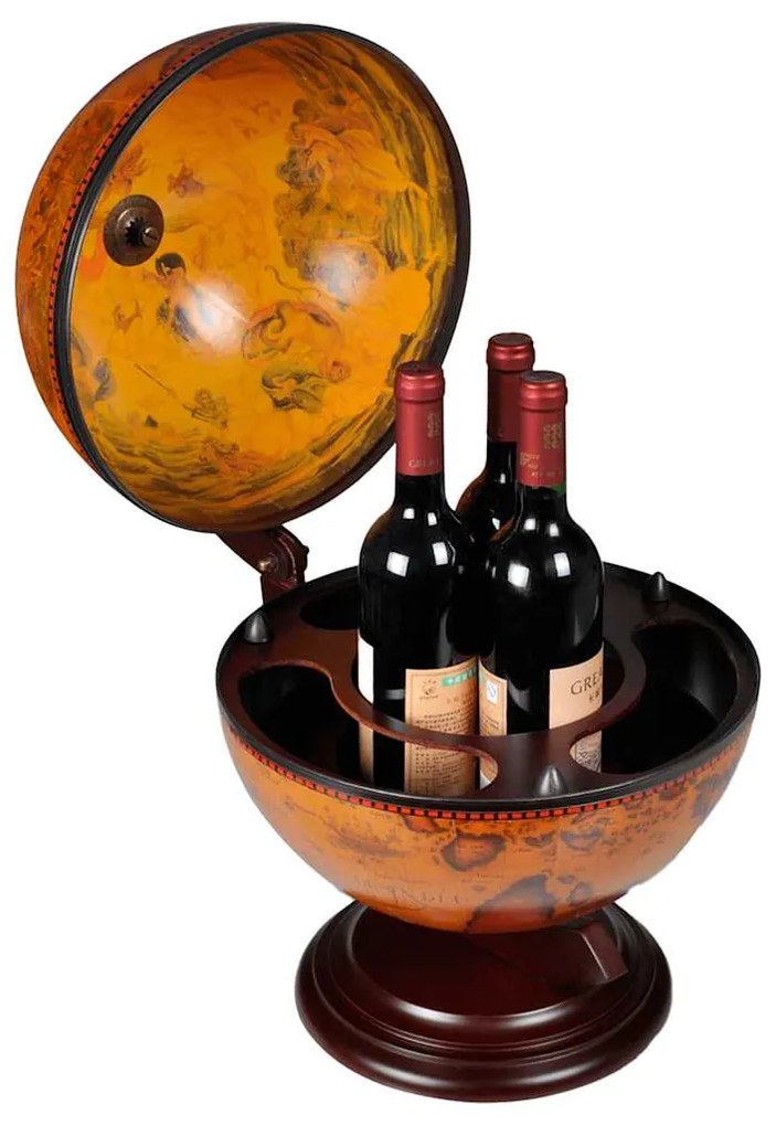 240698 vidaXL Глобус бар за плот стойка за вино, евкалиптово дърво