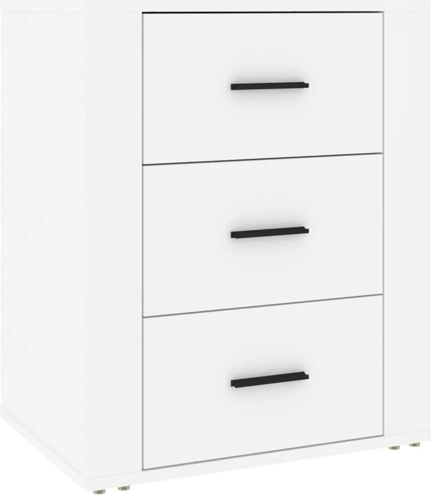 816712 vidaXL Нощно шкафче, бяло, 50x36x60 см, инженерно дърво