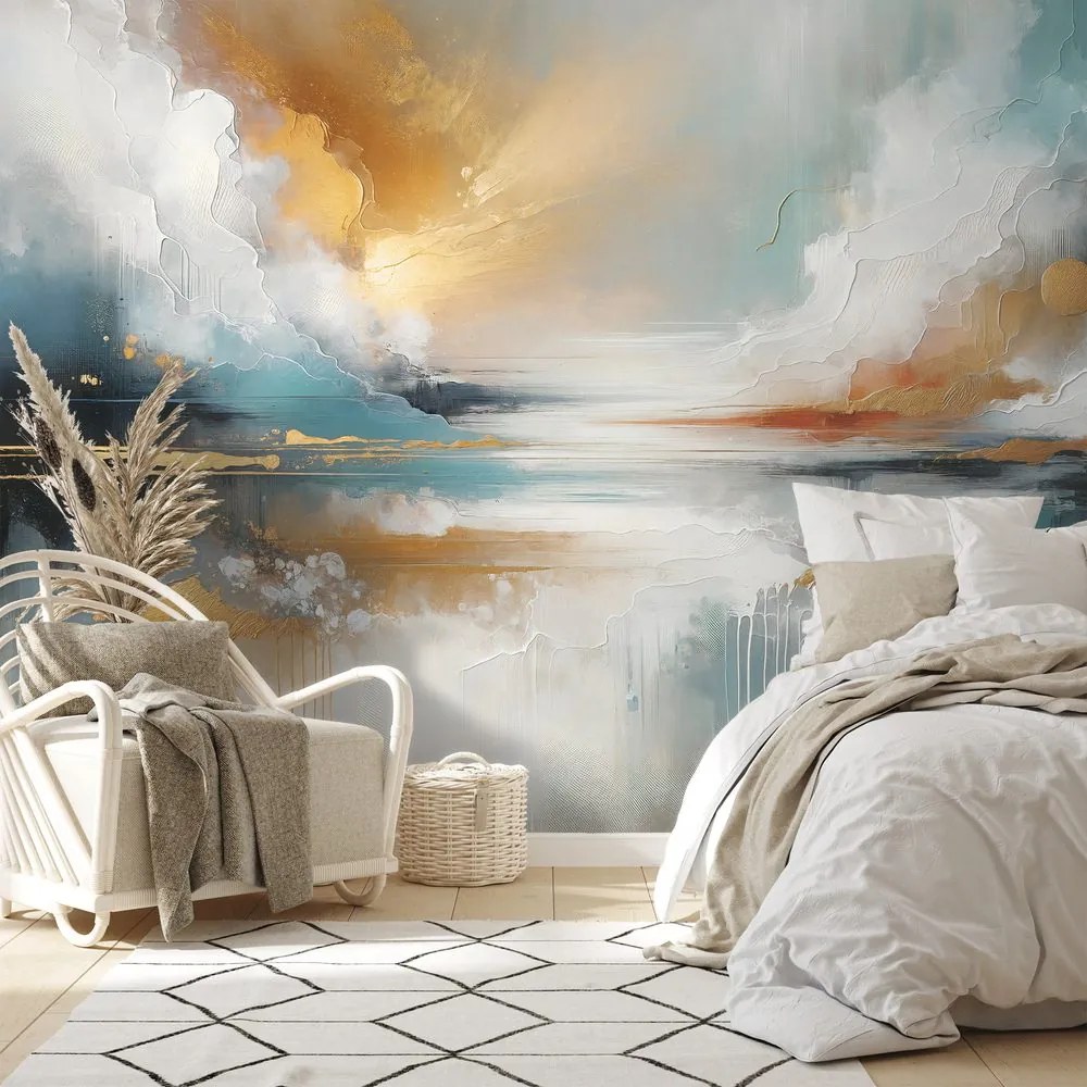 Самозалепващ тапет – Абстрактни златни и сини тонове