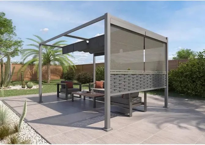 Комплект щори за беседка Hesperide Zalya, Цвят Шисти, 4x3 m