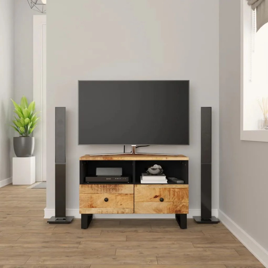 345223 vidaXL ТВ шкаф, 70x33x46 см, масивно мангово дърво