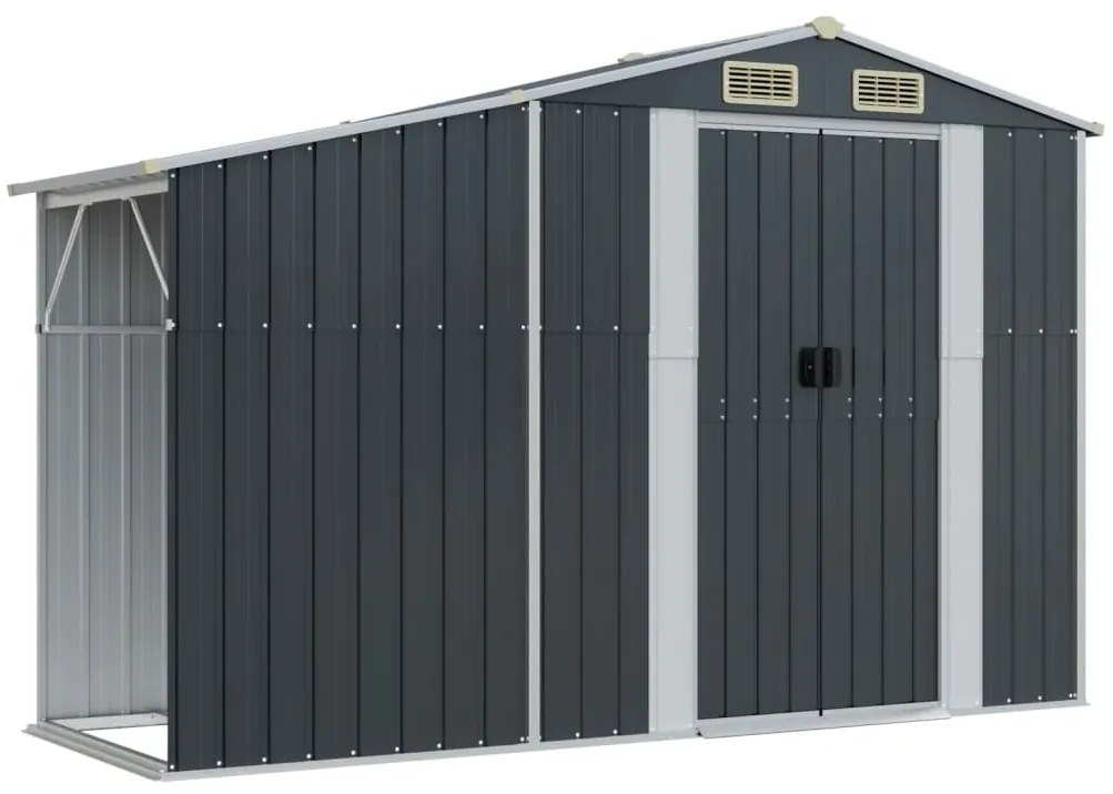 Градинска барака антрацит 277x93x179 см поцинкована стомана