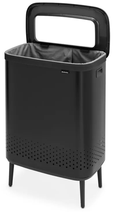 Кош за пране Brabantia Bo 1004177, 2x45 л, Пълнене без отваряне, Вентилационни отвори, Регулируеми крачета, Черен