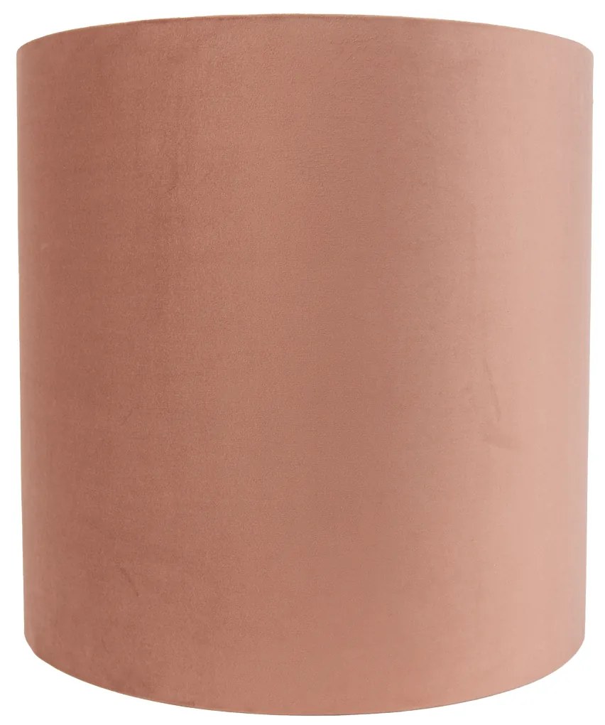 Кадифен абажур розов 40/40/40 със златист интериор