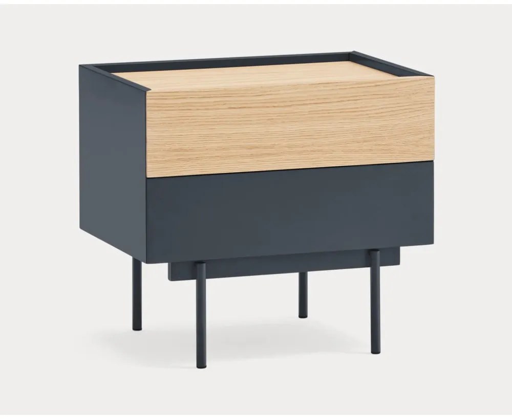 Нощно шкафче в антрацитно-естествен цвят в дъбов декор Otto - Teulat