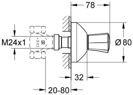 Exterior of switch Grohe Costa L-Diameter 7 cm.