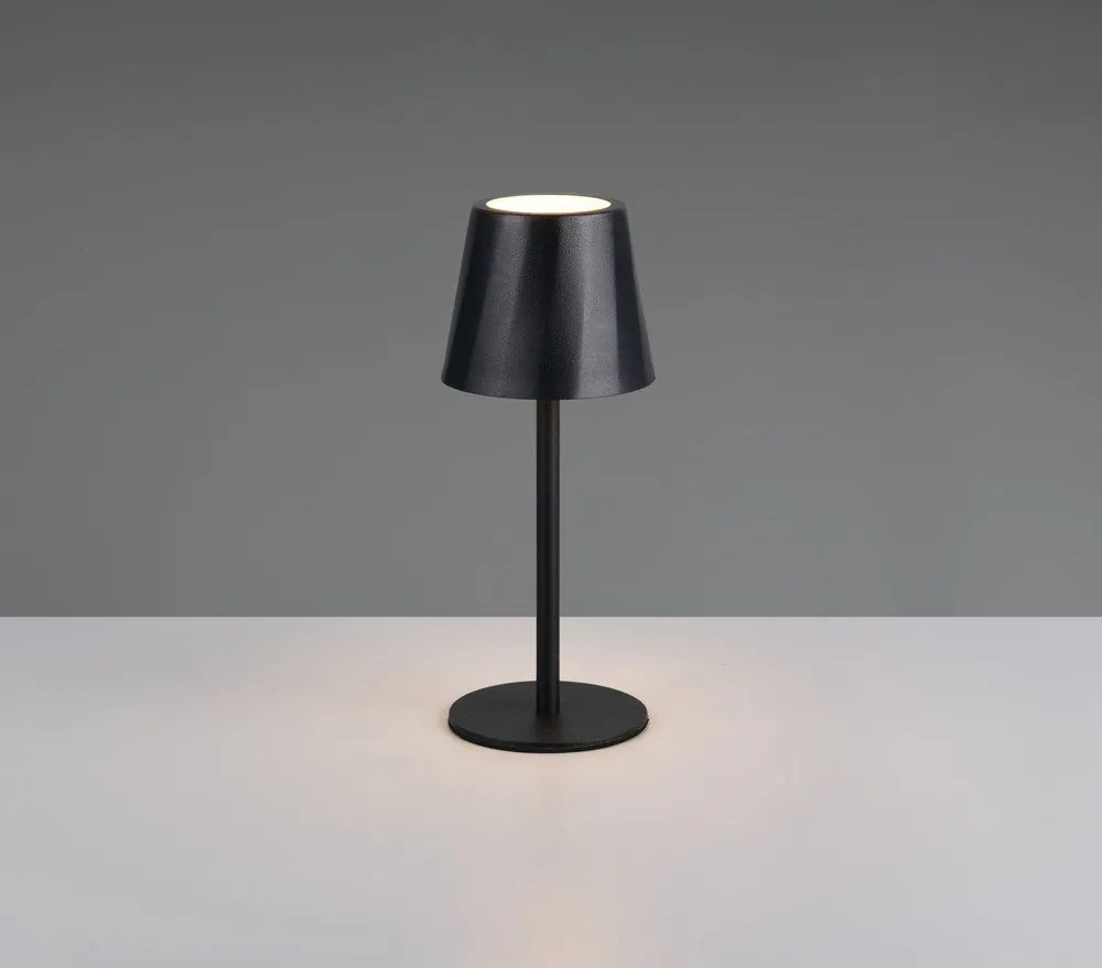 Матово черно LED настолна лампа с метален абажур (височина 21 cm) Diaz – Reality