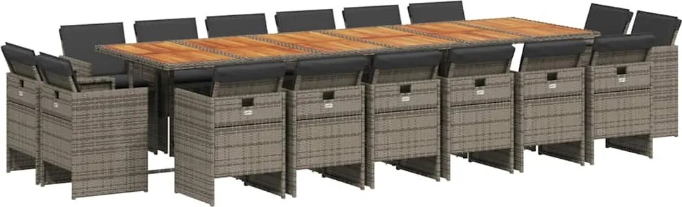 3210710 vidaXL Градински комплект с възглавници 17 части полиратан сив