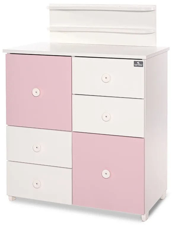 LORELLI Classic Шкаф с повивалник БЯЛО/ ORCHID PINK