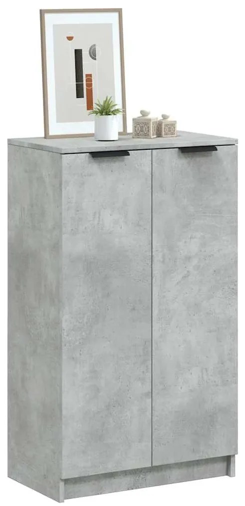 811443 vidaXL Шкаф за обувки, бетонно сив, 59x35x100,5 см, инженерно дърво