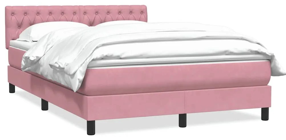 3316556 vidaXL Боксспринг легло с матрак, розово, 160x220 см, кадифе