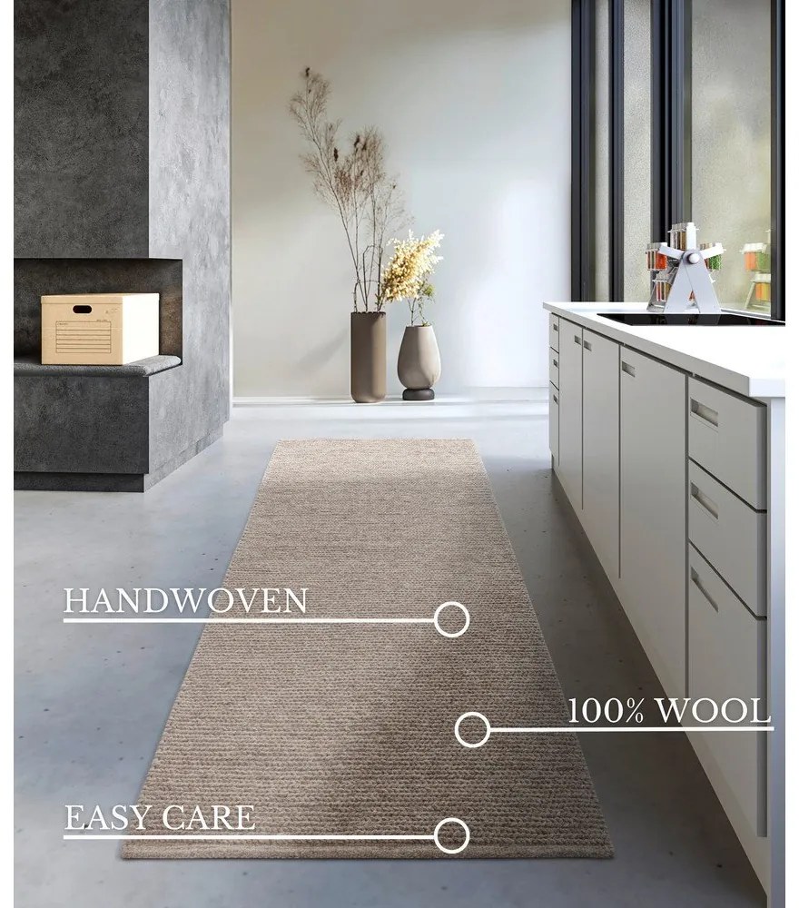 Светлокафява ръчно изработена вълнена пътека 80x200 cm Francois – Villeroy&amp;Boch