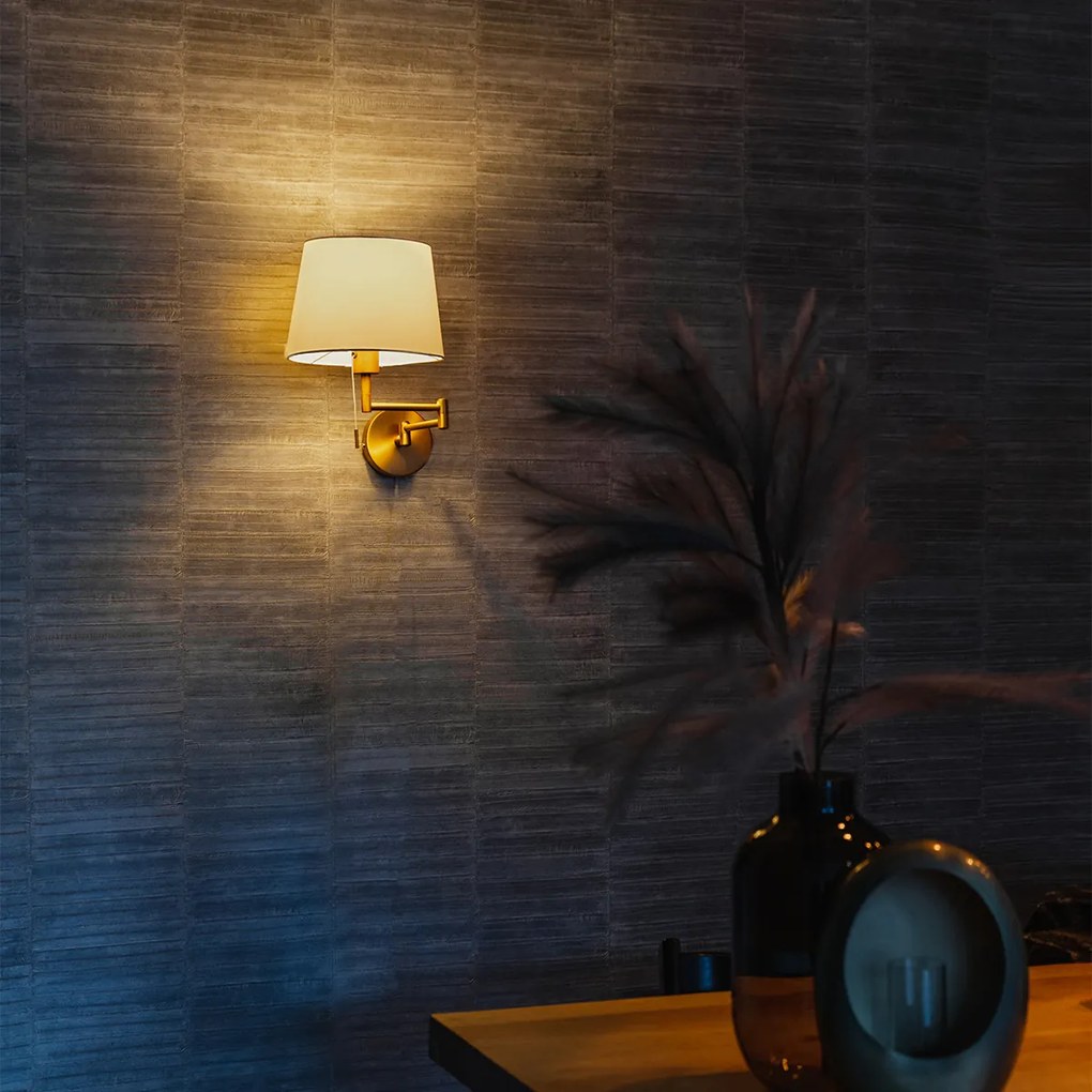 Стенна лампа бронз с бяла качулка и регулируема ръка - Ladas Deluxe