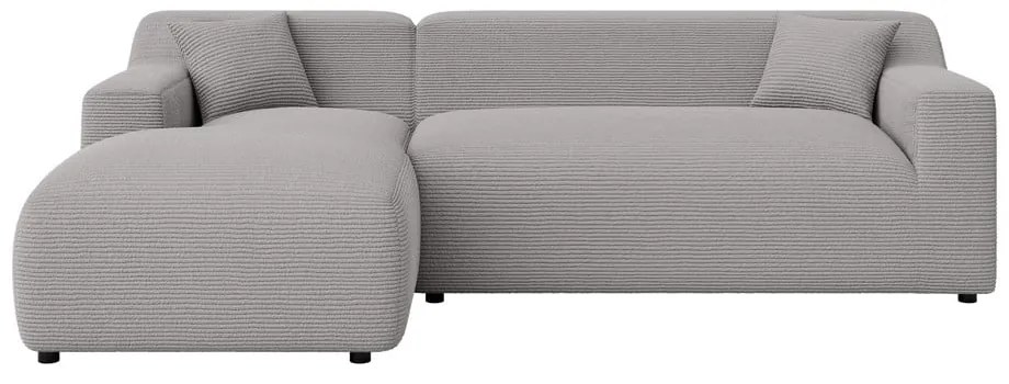 Светлосив ъглов диван от рипсено кадифе (ляв ъгъл) Martin – Ropez