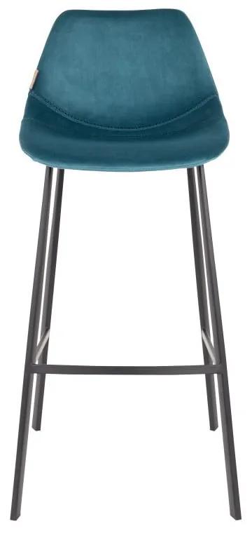 Комплект от 2 бар стола в бензиново синьо с кадифена тапицерия, височина 106 cm - Dutchbone
