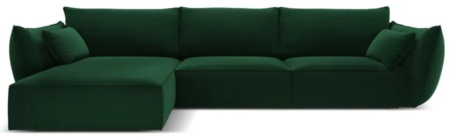 Тъмнозелен кадифен ъглов диван (ляв ъгъл) Vanda – Mazzini Sofas