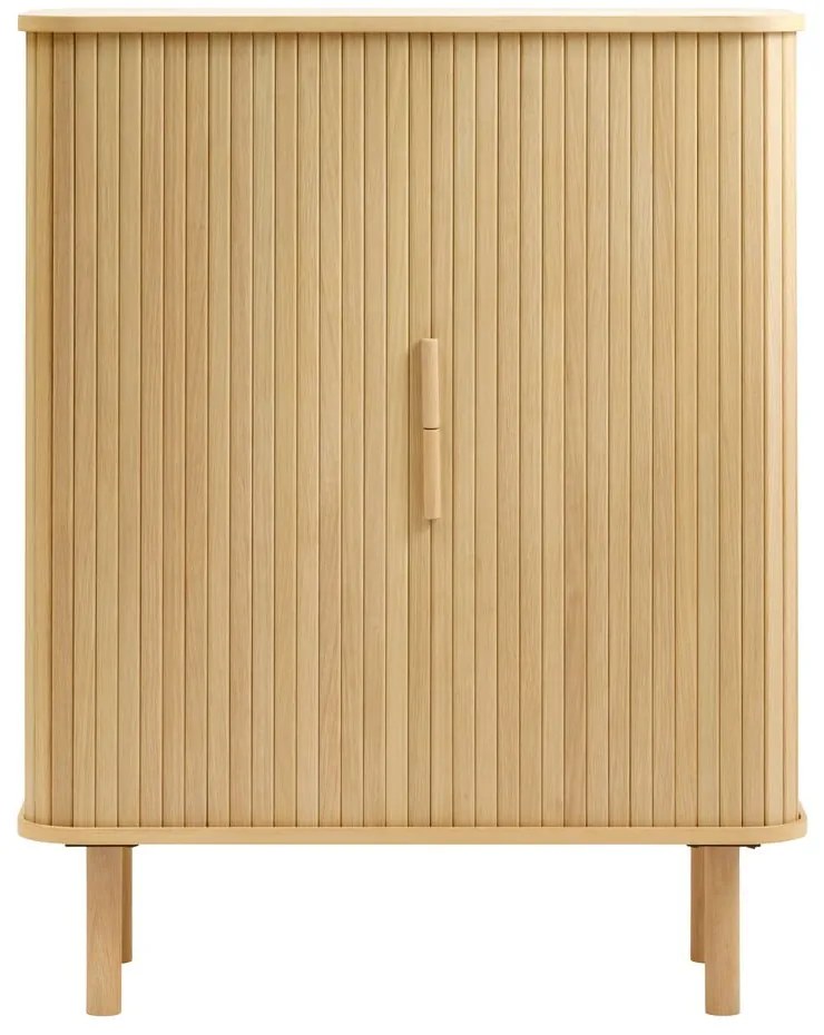 Шкаф в дъбов декор с плъзгащи се врати в естествен цвят 113x90 cm Cavo - Unique Furniture