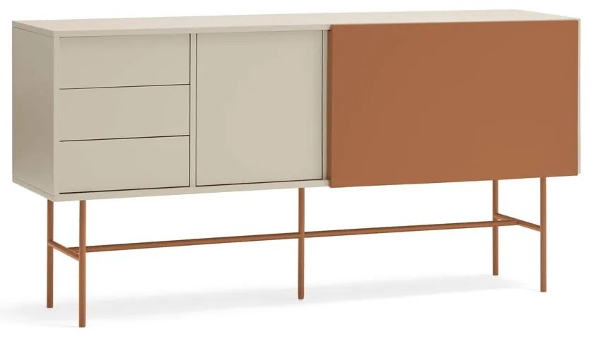 Нисък скрин с плъзгащи се врати в светлосиво-тухлено 180x91 cm Nube - Teulat