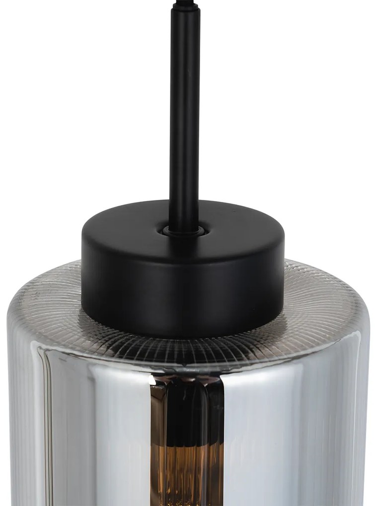 Висяща лампа в стил арт деко черна с опушено стъкло - Laura