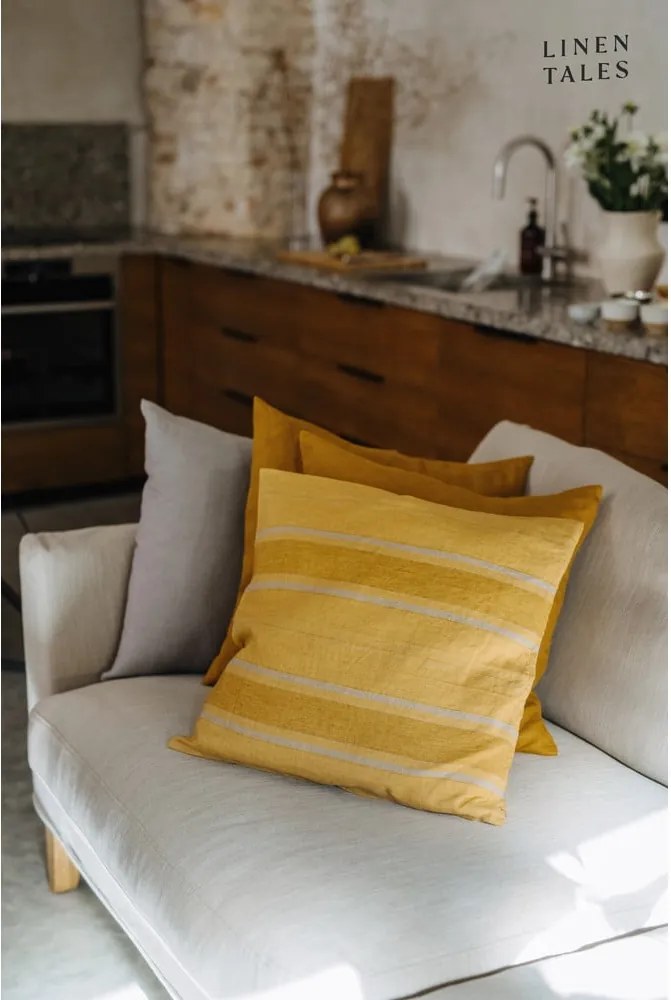 Ленена калъфка за възглавница 40x40 cm Amber Bronze Stripes – Linen Tales