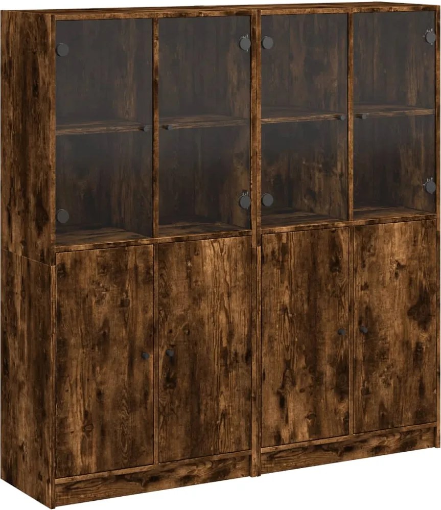 3206528 vidaXL Библиотека с врати опушен дъб 136x37x142 см инженерно дърво