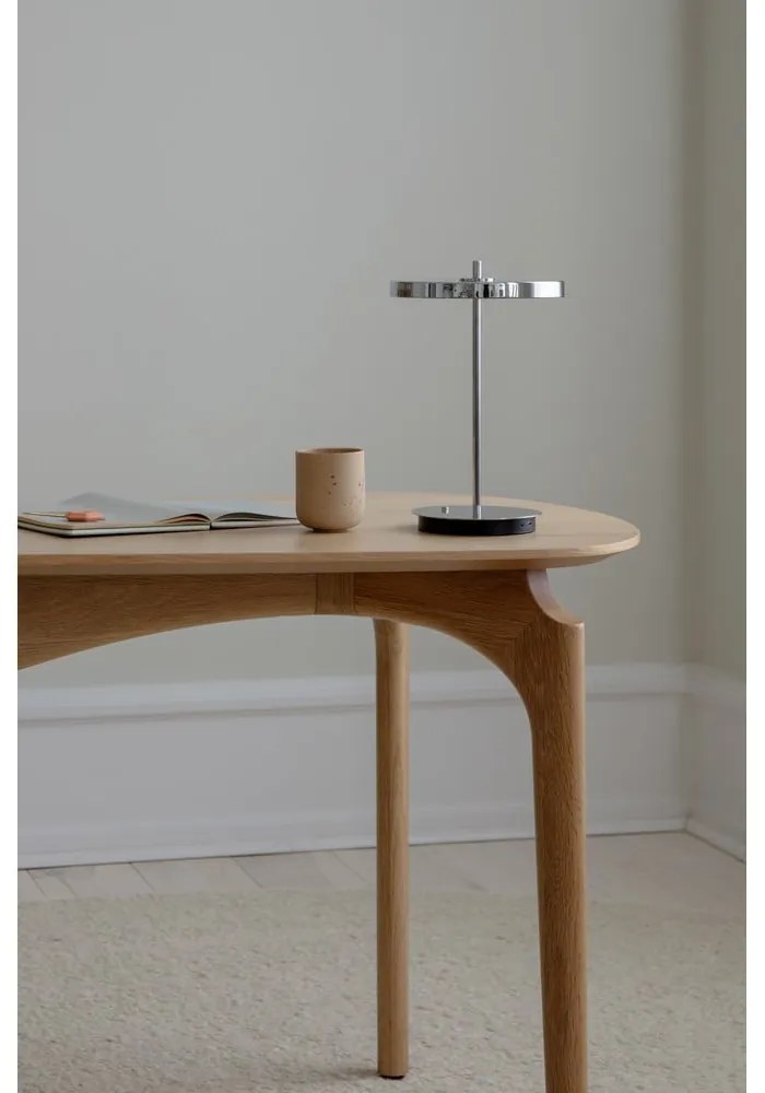 LED затъмняваща се настолна лампа с метален абажур в сребрист цвят (височина 31 cm) Asteria Move – UMAGE