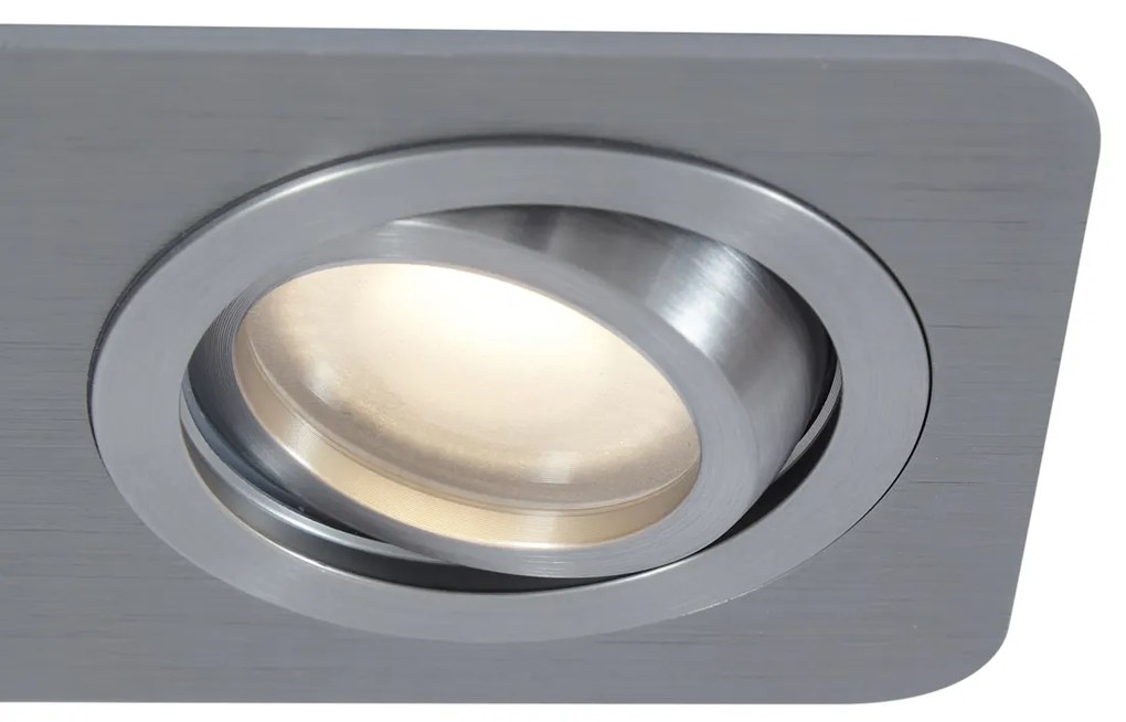 Комплект от 6 заоблени вградени спота Gunmetal GU10 50mm регулируеми IP44 2-светлини - Alberto
