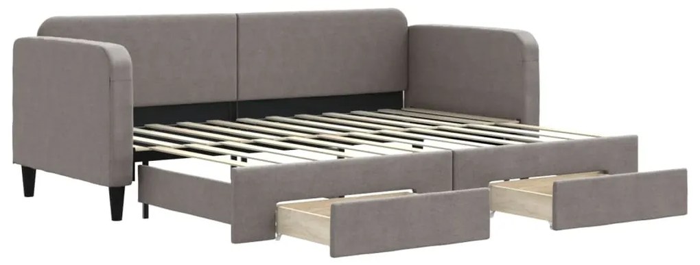 3196850 vidaXL Канапе с походно легло и матрак таупе 80x200 см плат