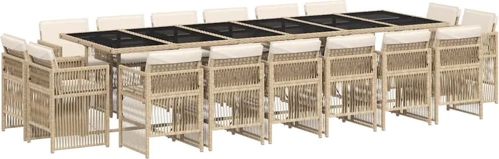 3211066 vidaXL Градински комплект с възглавници 17 части бежов полиратан