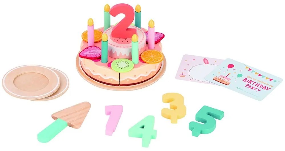 Lelin Toys - Дървена торта за Рожден ден, 2в1