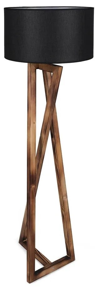 Черна и кафява подова лампа с текстилен абажур (височина 166 cm) Maçka – Opviq lights