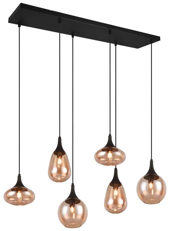 Черно-оранжева висяща лампа със стъклен абажур Lumina - Trio