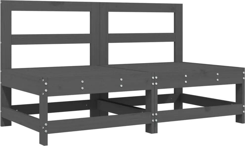 825515 vidaXL Градински средни дивани, 2 бр, сиви, бор масив