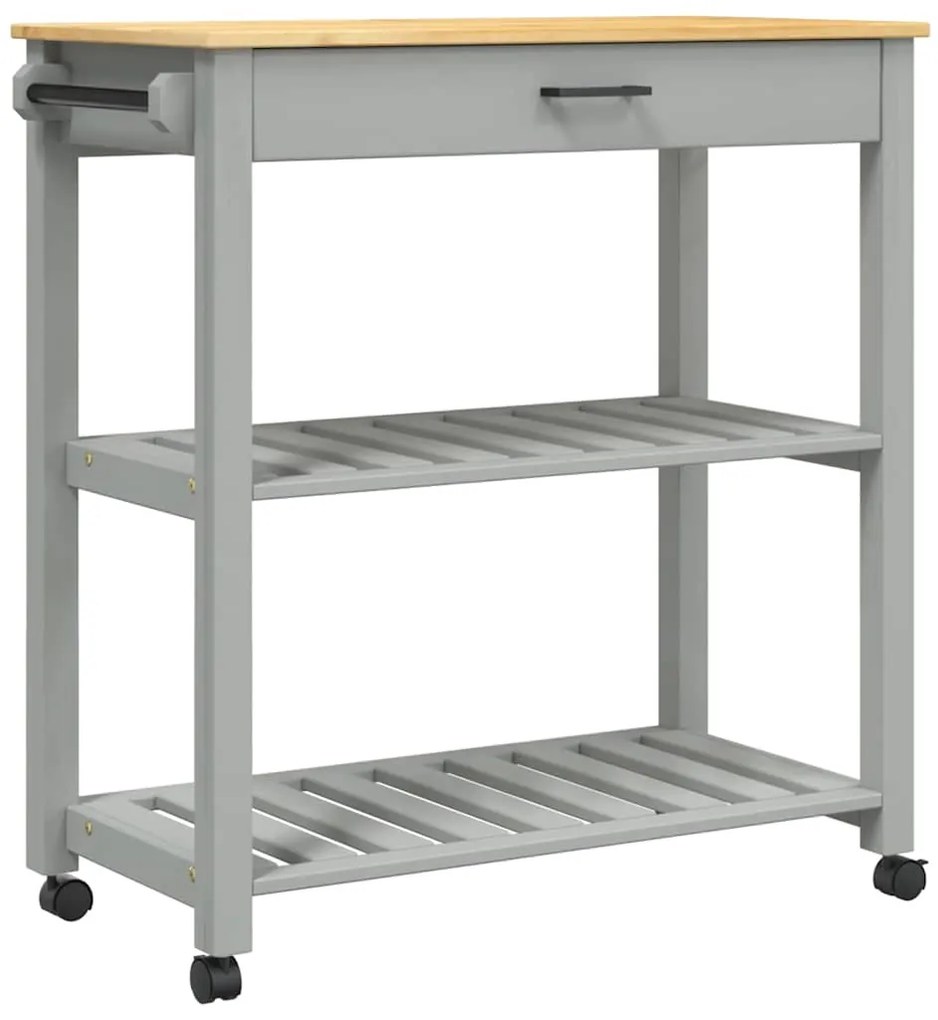 376101 vidaXL Кухненска количка "MONZA" 84x40x88,5 см борово дърво масив