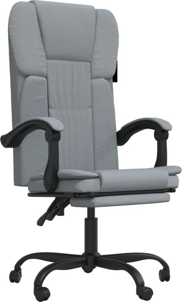 349794 vidaXL Накланящ се офис стол светлосиво плат