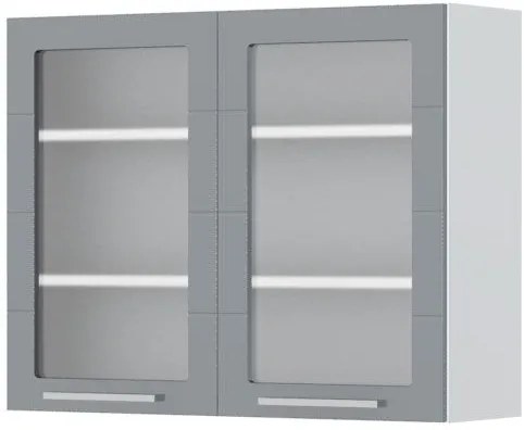 Висящ шкаф Hudson V7-90-2KS with Витрина-White - Gray