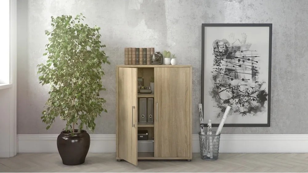 Модулна библиотека от дъбов декор в естествен цвят 89x113 cm Prima – Tvilum