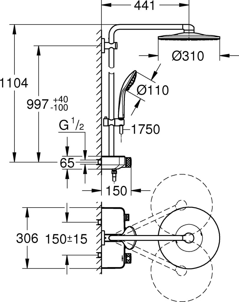 Душ Колона Grohe Euphoria Smart Control -Gold Mat