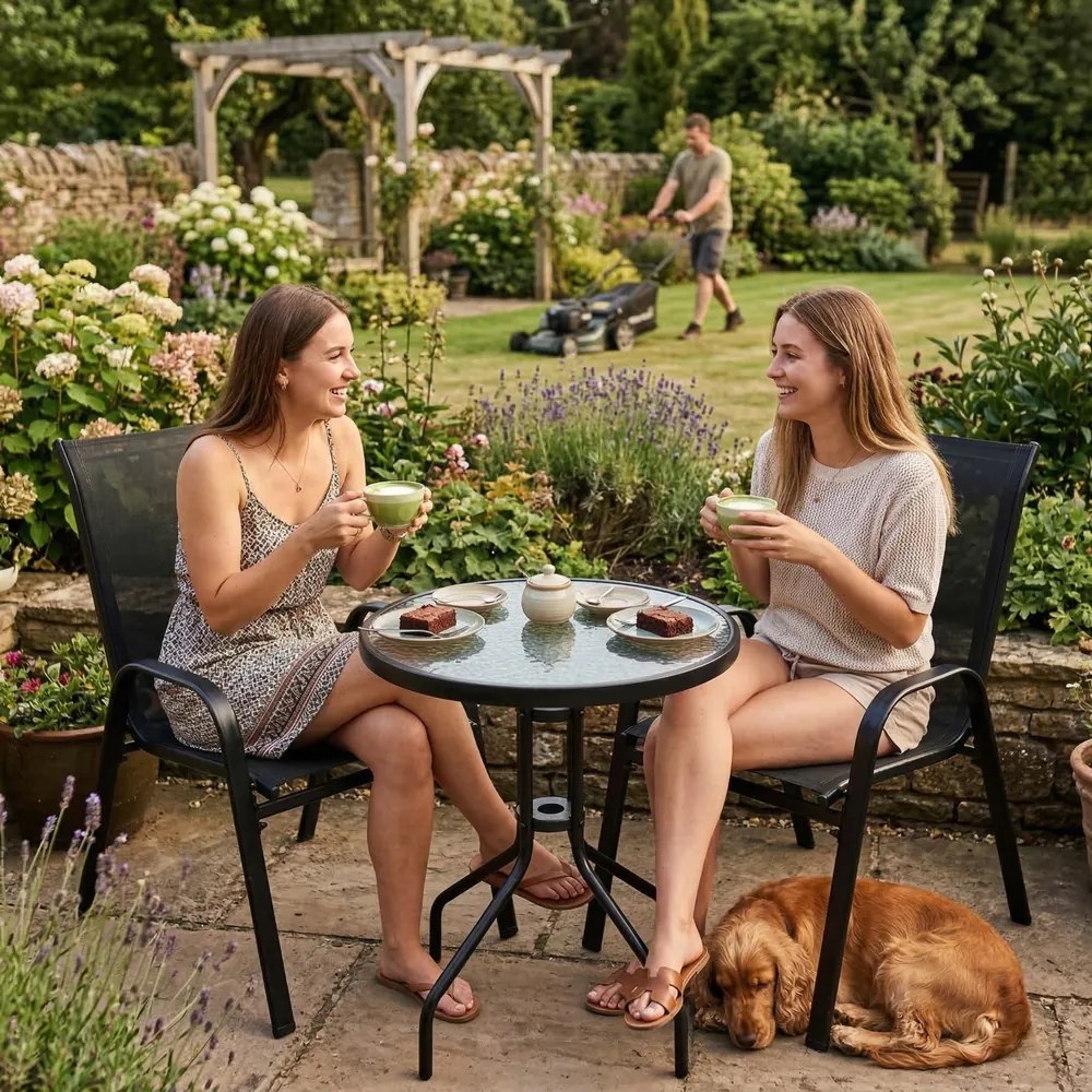 Комплект мебели за балкон или тераса в черно